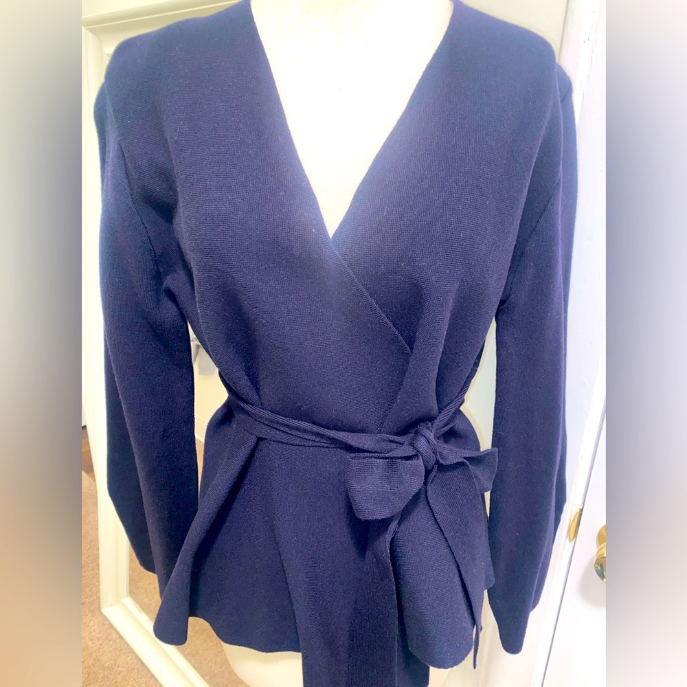ZARA Navy Wrap/Belted Cardigan - Size M - NEW - Picture 6 of 6